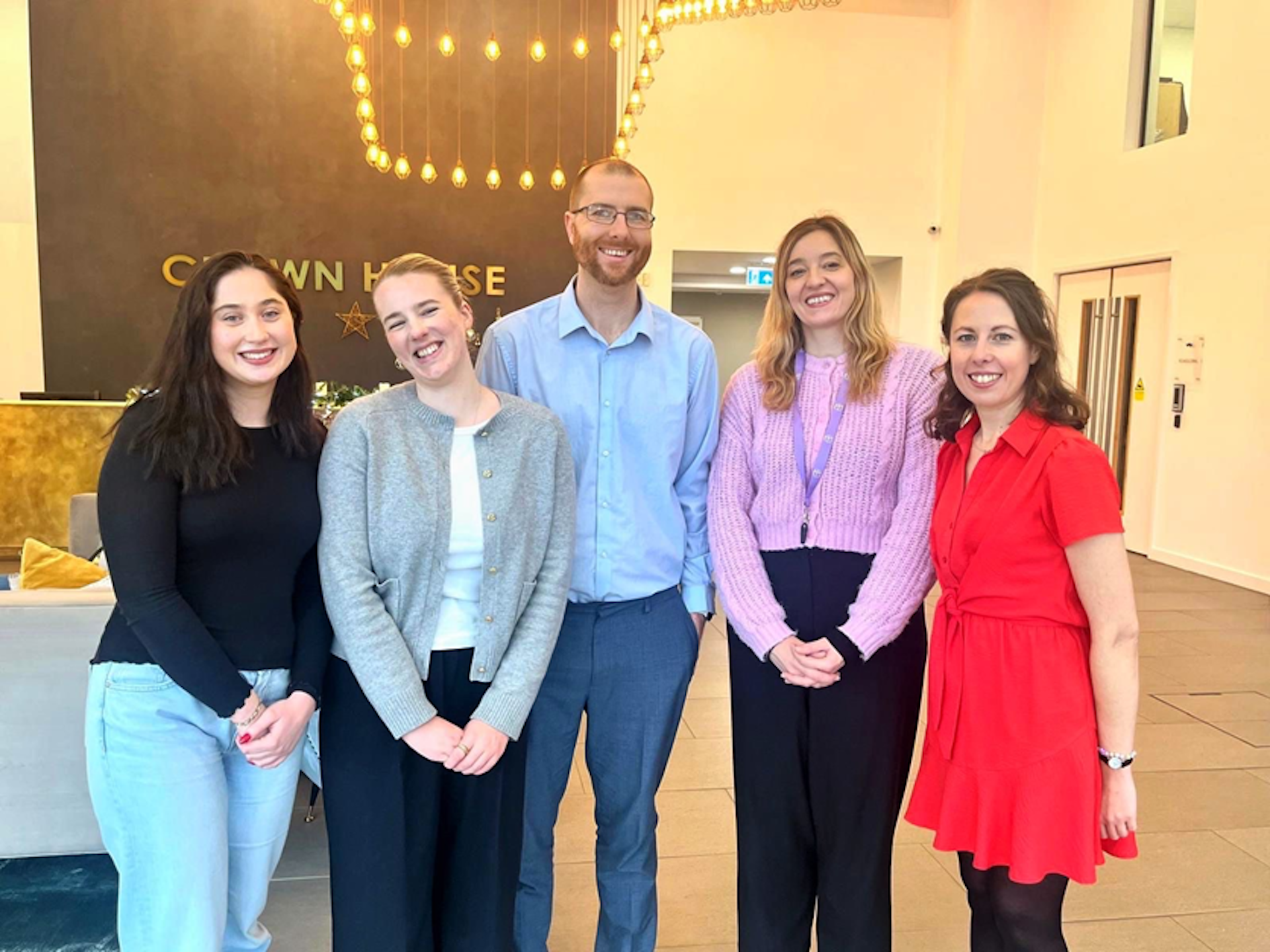 Lily Morey, Phoebe Trueman, Tim Miller, Deborah Burley and Chloe Shelcott of PLMR Genesis